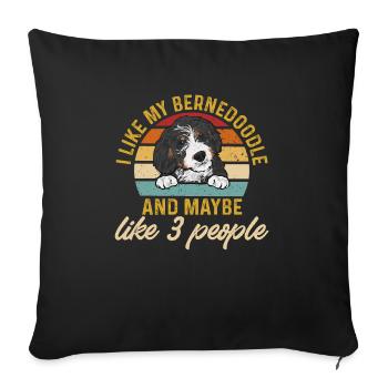 Chien Bernedoodle - Housse de coussin décorative 45 x 45 cm - noir - Devant