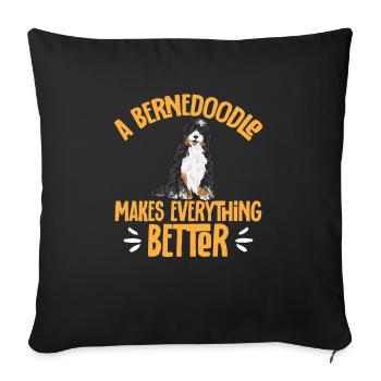 Bernedoodle Hund - Sofakissenbezug 45 x 45 cm - Schwarz - Vorne