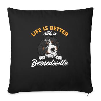 Bernedoodle Dog - Sofa pillowcase 17,3'' x 17,3'' (45 x 45 cm) - black - Front