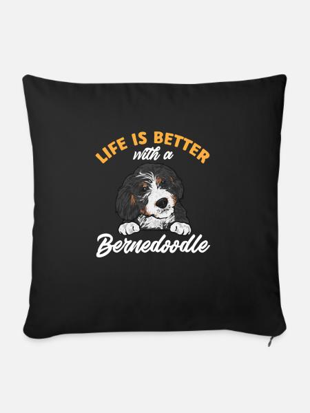 Bernedoodle Hund - Sofakissenbezug 45 x 45 cm - Schwarz