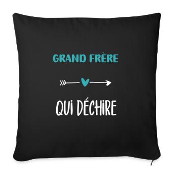 grand frère qui déchire humour - Housse de coussin décorative 45 x 45 cm - noir - Devant