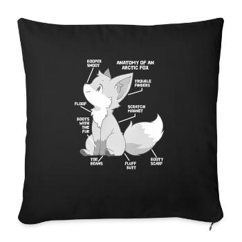 Niedliches Polarfuchs-Geschenk - Sofakissenbezug 45 x 45 cm - Schwarz - Vorne