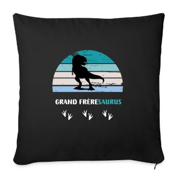 grand frère saurus grand frère Dinosaure T rex - Housse de coussin décorative 45 x 45 cm - noir - Devant