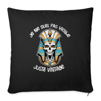 je ne suis pas vieille juste vintage - momie - Housse de coussin décorative 45 x 45 cm - noir - Devant