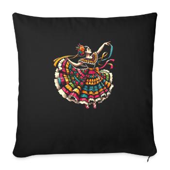 Ballett Folklorico Tänzerin Mexiko Mexikanischer Tanz - Sofakissenbezug 45 x 45 cm - Schwarz - Vorne