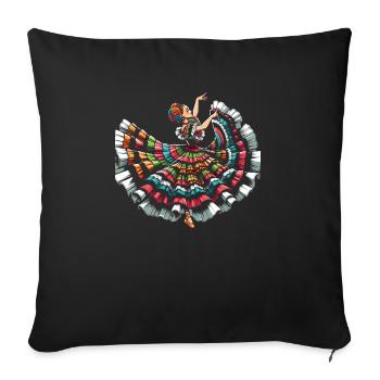 Ballett Folklorico Tänzerin Mexiko Mexikanischer Tanz - Sofakissenbezug 45 x 45 cm - Schwarz - Vorne