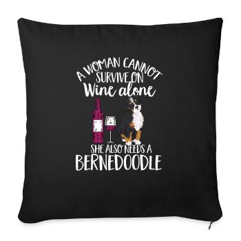 Bernedoodle Dog - Sofa pillowcase 17,3'' x 17,3'' (45 x 45 cm) - black - Front