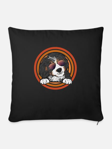 Bernedoodle Hund - Sofakissenbezug 45 x 45 cm - Schwarz