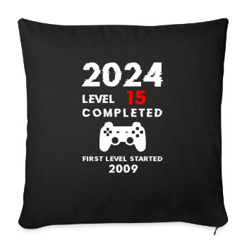 2024 Level 15 15th Birthday 2024 Boys Girls - Sofa pillowcase 17,3'' x 17,3'' (45 x 45 cm) - black - Front