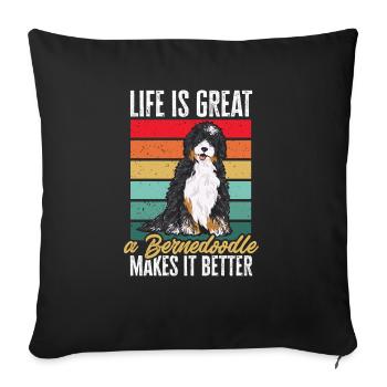 Chien Bernedoodle - Housse de coussin décorative 45 x 45 cm - noir - Devant