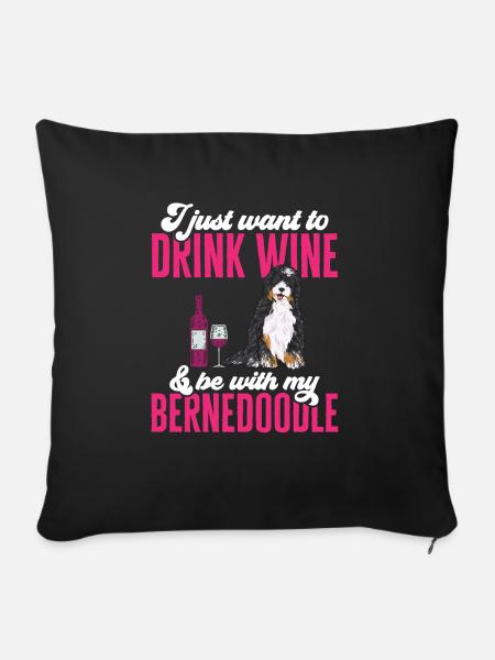 Bernedoodle Hund - Sofakissenbezug 45 x 45 cm - Schwarz