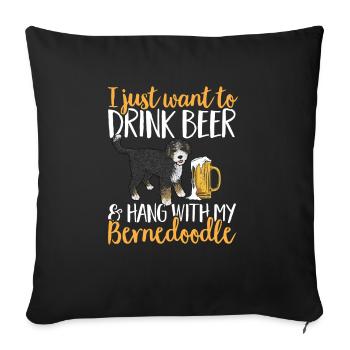 Bernedoodle Dog - Sofa pillowcase 17,3'' x 17,3'' (45 x 45 cm) - black - Front