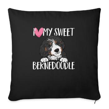 Bernedoodle Hund - Sofakissenbezug 45 x 45 cm - Schwarz - Vorne