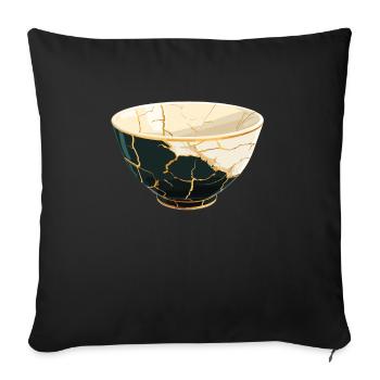 Kintsugi Kintsukuroi Japon imparfait - Housse de coussin décorative 45 x 45 cm - noir - Devant