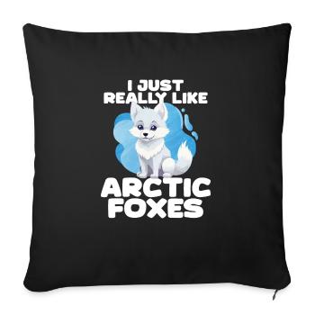 Niedliches Polarfuchs-Geschenk - Sofakissenbezug 45 x 45 cm - Schwarz - Vorne
