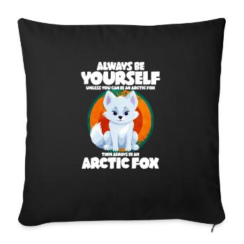 Niedliches Polarfuchs-Geschenk - Sofakissenbezug 45 x 45 cm - Schwarz - Vorne