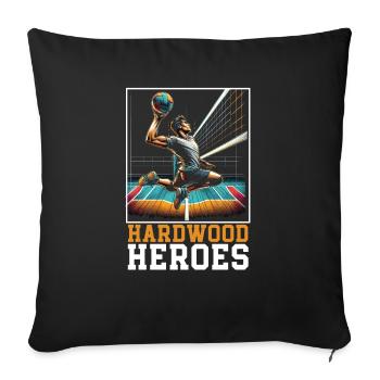 Amateur de volley-ball en salle Joueur de volley-ball sportif - Housse de coussin décorative 45 x 45 cm - noir - Devant