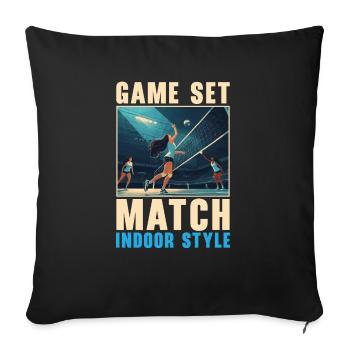 Amateur de volley-ball en salle Joueur de volley-ball sportif - Housse de coussin décorative 45 x 45 cm - noir - Devant