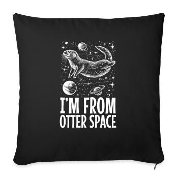 Otter Space Funny Otter Astronaut - Sofa pillowcase 17,3'' x 17,3'' (45 x 45 cm) - black - Front
