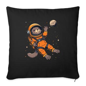 Otter Space Funny Otter Astronaut - Sofa pillowcase 17,3'' x 17,3'' (45 x 45 cm) - black - Front