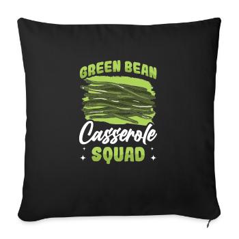 Casserole de Thanksgiving aux haricots verts - Housse de coussin décorative 45 x 45 cm - noir - Devant