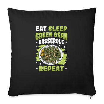 Casserole de Thanksgiving aux haricots verts - Housse de coussin décorative 45 x 45 cm - noir - Devant