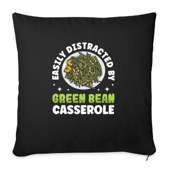 Casserole de Thanksgiving aux haricots verts - Housse de coussin décorative 45 x 45 cm - noir - Devant