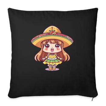 Fiesta mexicaine Cinco De Mayo - Housse de coussin décorative 45 x 45 cm - noir - Devant