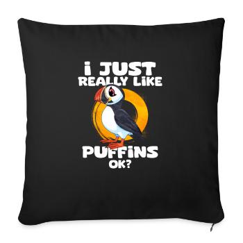 Gift for Atlantic Puffins - Sofa pillowcase 17,3'' x 17,3'' (45 x 45 cm) - black - Front