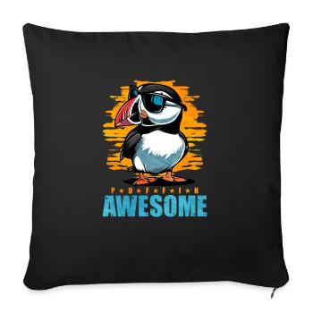 Puffin Bird Gift - Sofa pillowcase 17,3'' x 17,3'' (45 x 45 cm) - black - Front