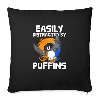 Puffin Bird Gift - Sofa pillowcase 17,3'' x 17,3'' (45 x 45 cm) - black - Front