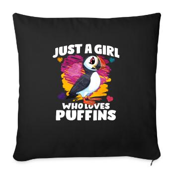 Puffin Bird Gift - Sofa pillowcase 17,3'' x 17,3'' (45 x 45 cm) - black - Front