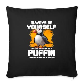 Puffin Bird Gift - Sofa pillowcase 17,3'' x 17,3'' (45 x 45 cm) - black - Front