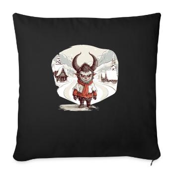 Krampus Böser Weihnachtsmann Kramperl Krampus - Sofakissenbezug 45 x 45 cm - Schwarz - Vorne