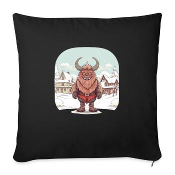 Krampus T | Costume Krampus | Père Noël Kawaii - Housse de coussin décorative 45 x 45 cm - noir - Devant