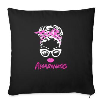 Sensibilisation au cancer du sein - Housse de coussin décorative 45 x 45 cm - noir - Devant