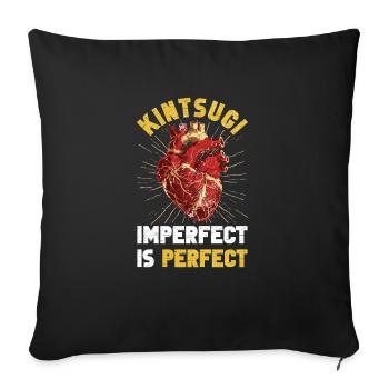 Kintsugi Kintsukuroi Japon imparfait - Housse de coussin décorative 45 x 45 cm - noir - Devant