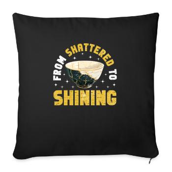 Kintsugi Kintsukuroi Japon imparfait - Housse de coussin décorative 45 x 45 cm - noir - Devant