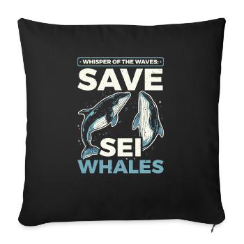 Endangered Species Sei Whale Animal Rights - Sofa pillowcase 17,3'' x 17,3'' (45 x 45 cm) - black - Front