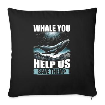 Endangered Species Sei Whale Animal Rights - Sofa pillowcase 17,3'' x 17,3'' (45 x 45 cm) - black - Front