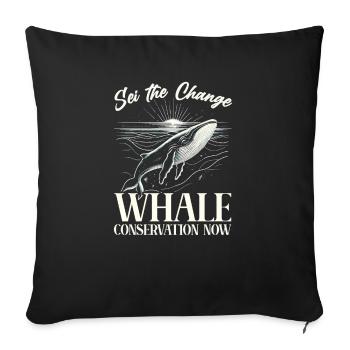 Endangered Species Sei Whale Animal Rights - Sofa pillowcase 17,3'' x 17,3'' (45 x 45 cm) - black - Front