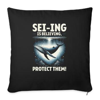 Endangered Species Sei Whale Animal Rights - Sofa pillowcase 17,3'' x 17,3'' (45 x 45 cm) - black - Front