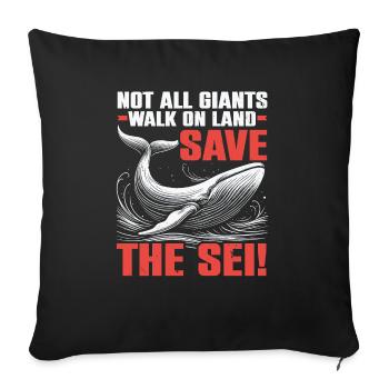 Endangered Species Sei Whale Animal Rights - Sofa pillowcase 17,3'' x 17,3'' (45 x 45 cm) - black - Front
