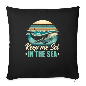 Endangered Species Sei Whale Animal Rights - Sofa pillowcase 17,3'' x 17,3'' (45 x 45 cm) - black - Front