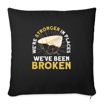 Kintsugi Kintsukuroi Japon imparfait - Housse de coussin décorative 45 x 45 cm - noir - Devant