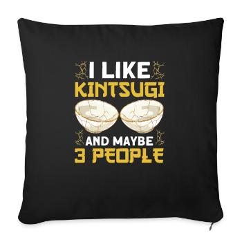 Kintsugi Kintsukuroi Japon imparfait - Housse de coussin décorative 45 x 45 cm - noir - Devant