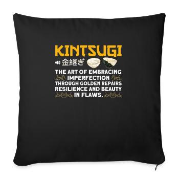 Kintsugi Kintsukuroi Japon imparfait - Housse de coussin décorative 45 x 45 cm - noir - Devant