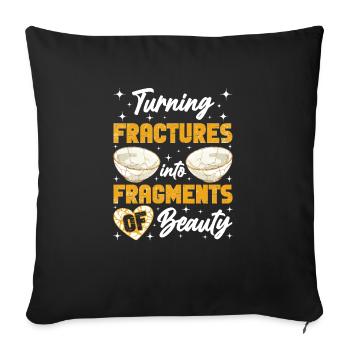 Kintsugi Kintsukuroi Japon imparfait - Housse de coussin décorative 45 x 45 cm - noir - Devant