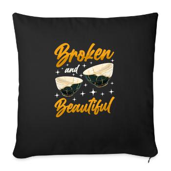 Kintsugi Kintsukuroi Japon imparfait - Housse de coussin décorative 45 x 45 cm - noir - Devant