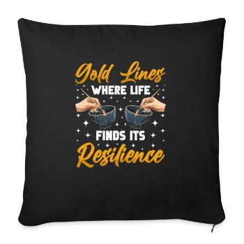 Kintsugi Kintsukuroi Japon imparfait - Housse de coussin décorative 45 x 45 cm - noir - Devant